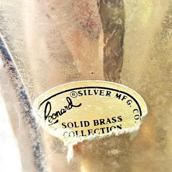 Vtg MCM Leonard Silver Co Solid Brass Victorian Shoe Large Boot Vase - M522.3 - Picture 9 of 9